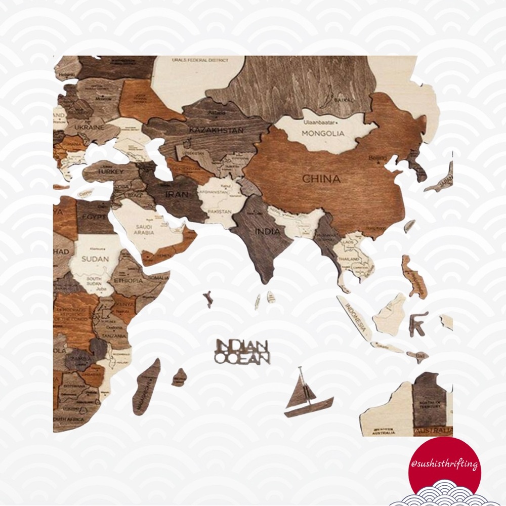 Wooden World Map Wall Art - Picture 6 of 9